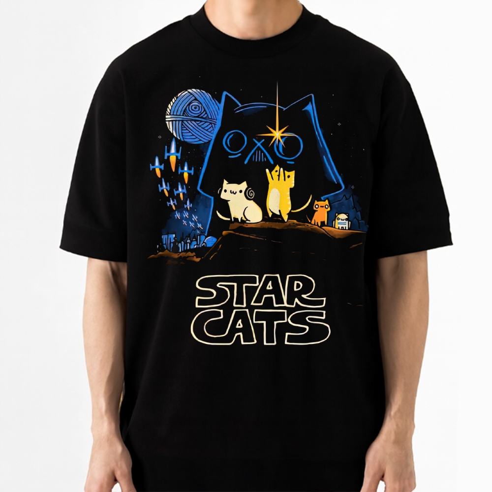 "Star Cats" Space Feline Parody Cotton T-shirt