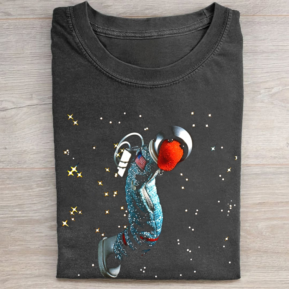 Glitter Astronaut Caviar Meme Vintage Washed Tee