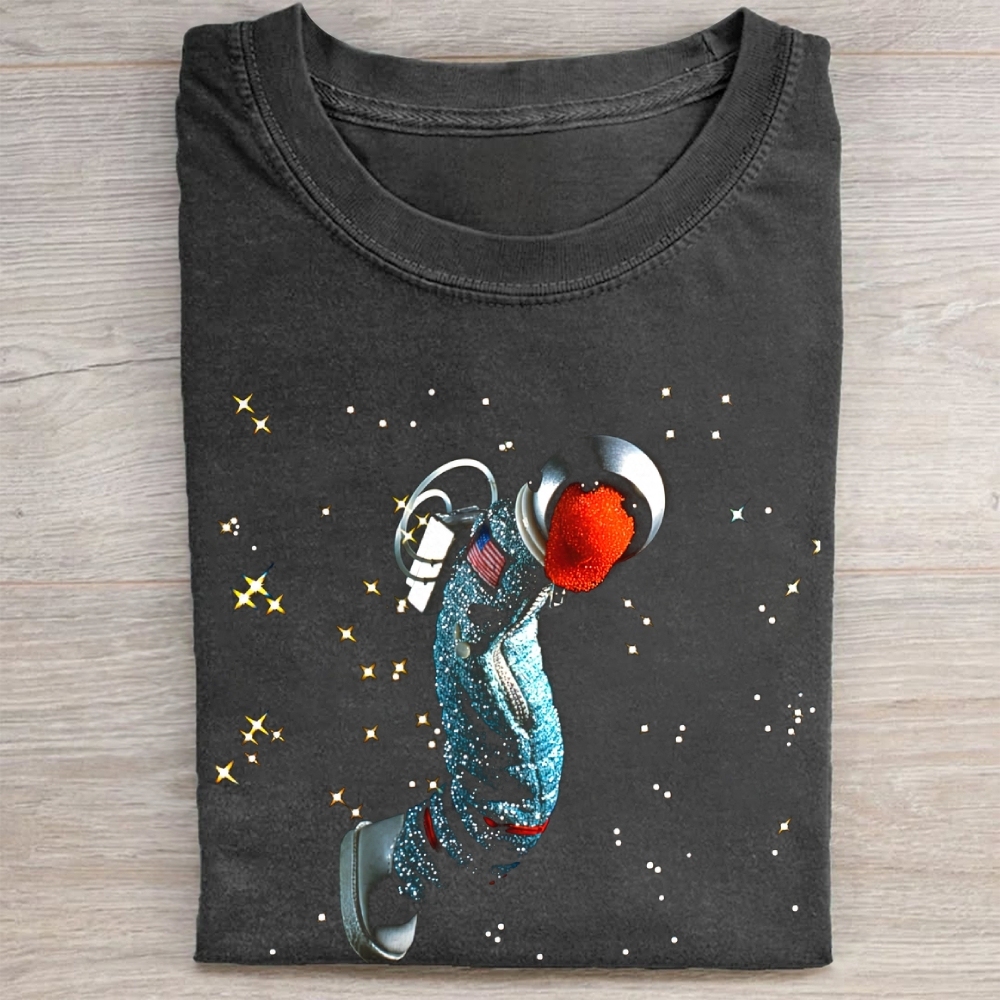 Glitter Astronaut Caviar Meme Vintage Washed Tee