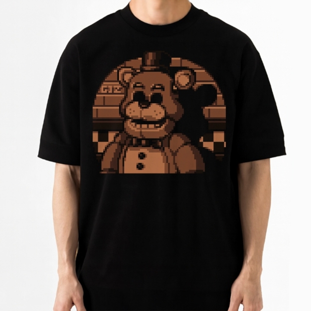 Pixel Art Animatronic Bear Retro Cotton T-shirt 