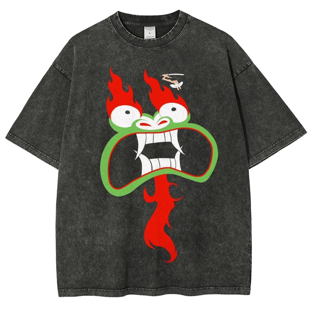 Samurai vs. Oni Demon Retro Washed T-Shirt