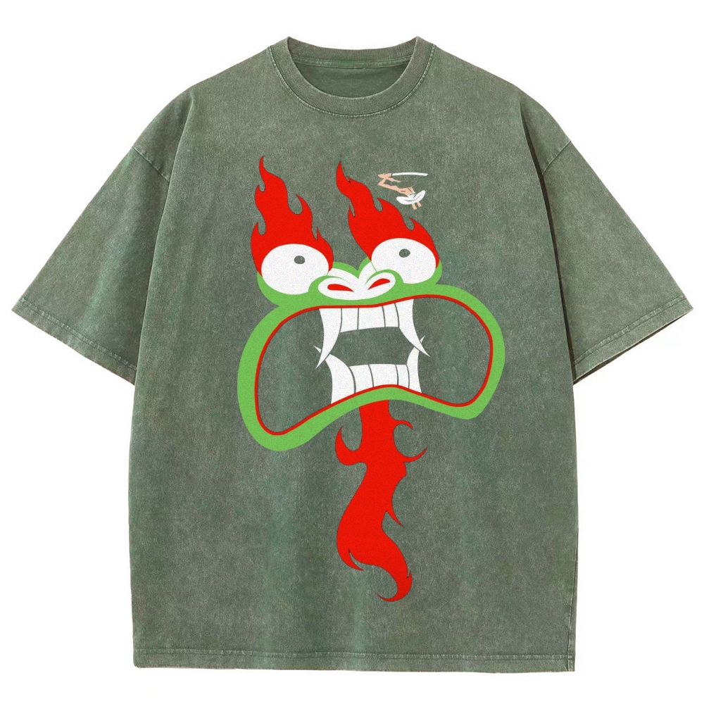 Samurai vs. Oni Demon Retro Washed T-Shirt