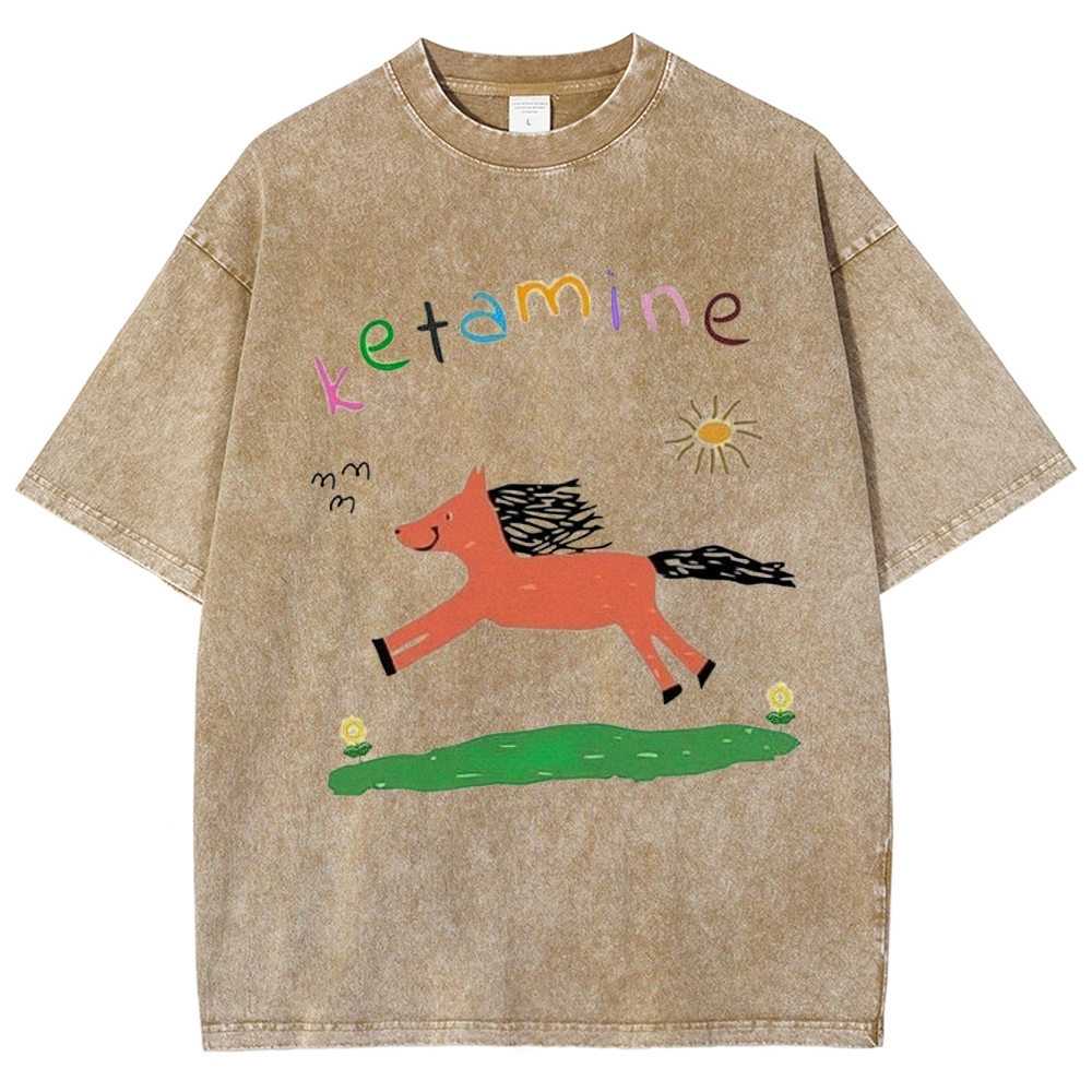 "Ketamine Pony" Whimsical Retro Washed T-Shirt