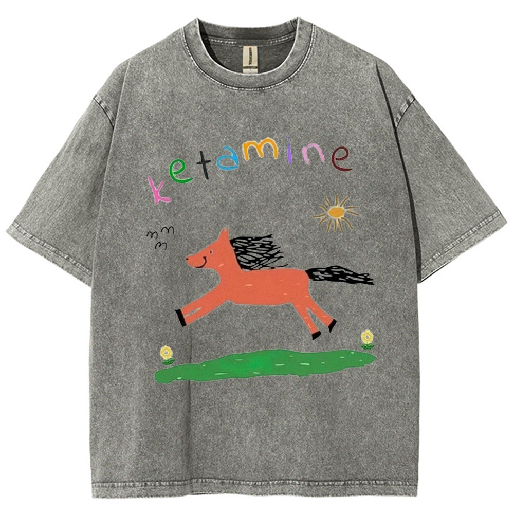 "Ketamine Pony" Whimsical Retro Washed T-Shirt