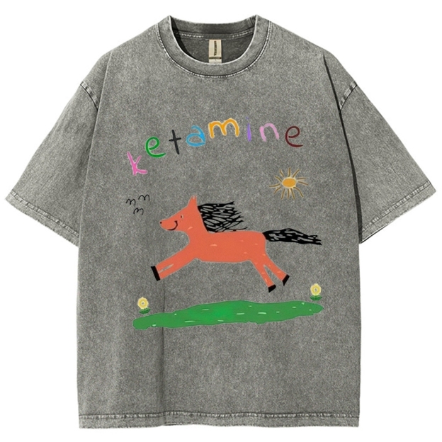 "Ketamine Pony" Whimsical Retro Washed T-Shirt