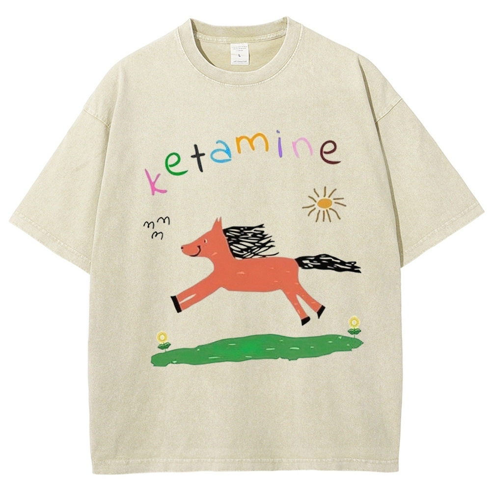 "Ketamine Pony" Whimsical Retro Washed T-Shirt
