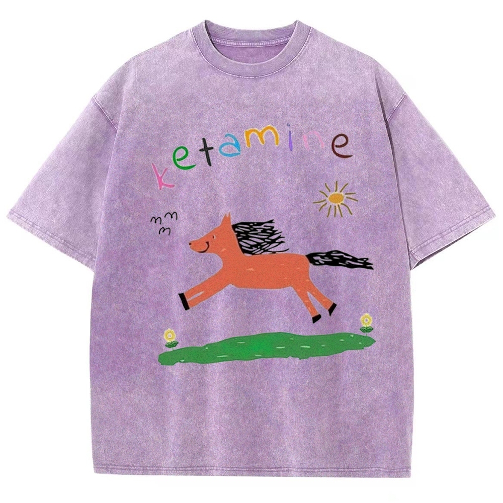 "Ketamine Pony" Whimsical Retro Washed T-Shirt