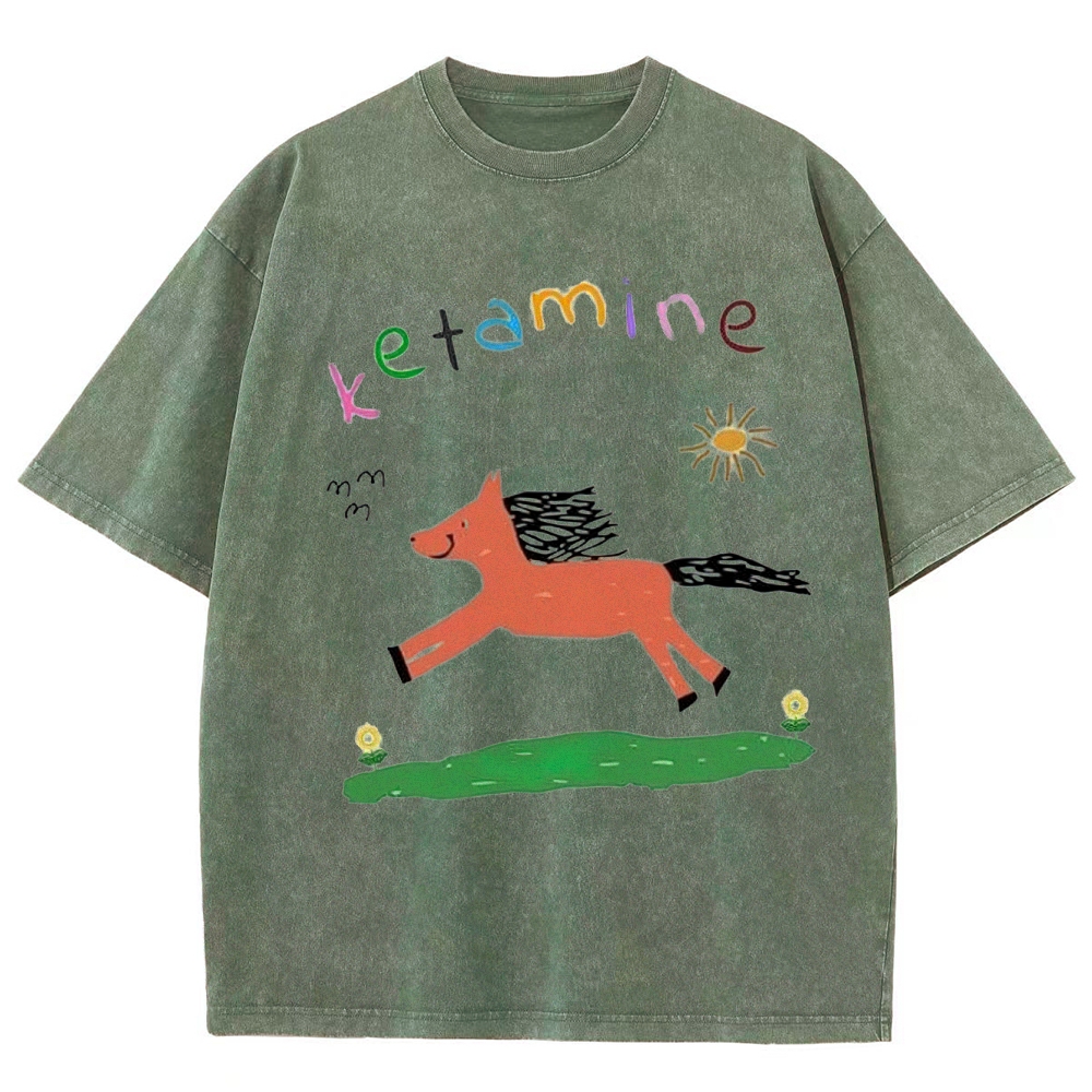 "Ketamine Pony" Whimsical Retro Washed T-Shirt