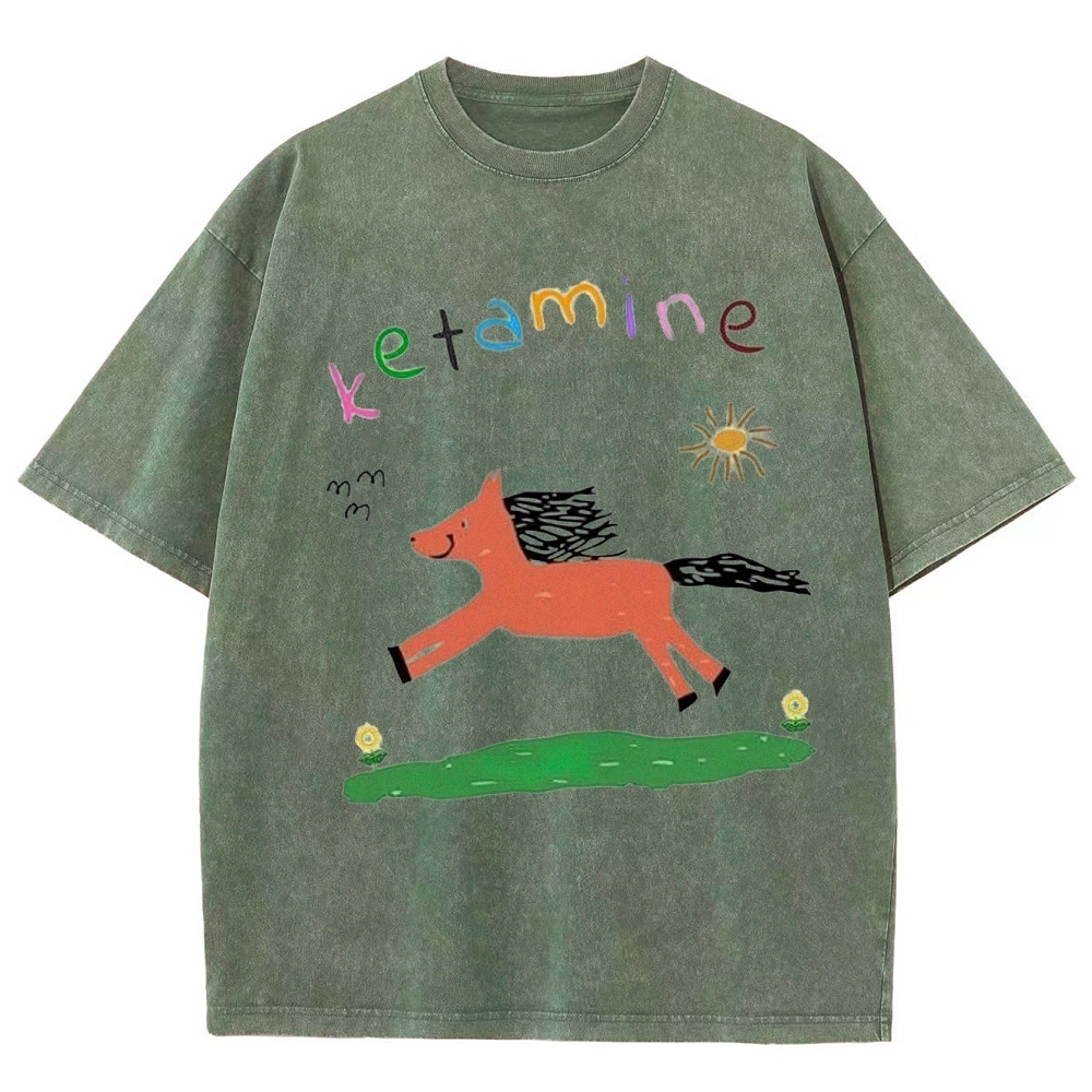 "Ketamine Pony" Whimsical Retro Washed T-Shirt
