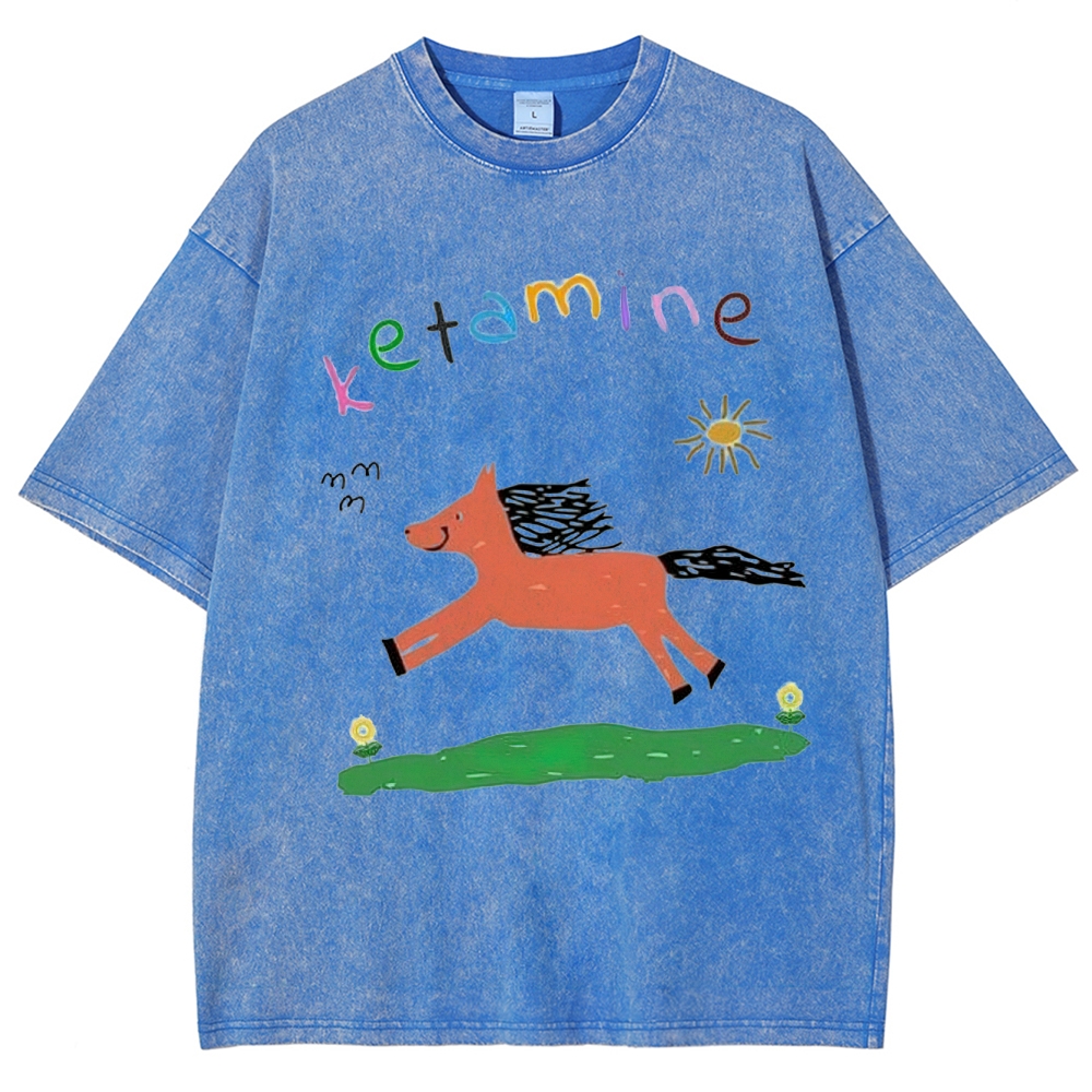 "Ketamine Pony" Whimsical Retro Washed T-Shirt