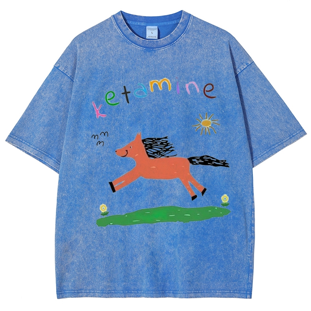 "Ketamine Pony" Whimsical Retro Washed T-Shirt