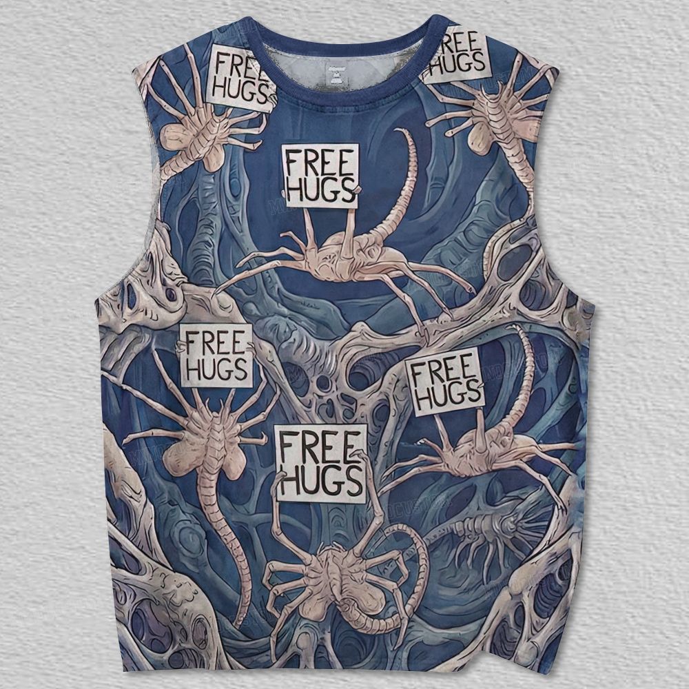 Free Hugs Geek Printed Tank Top 