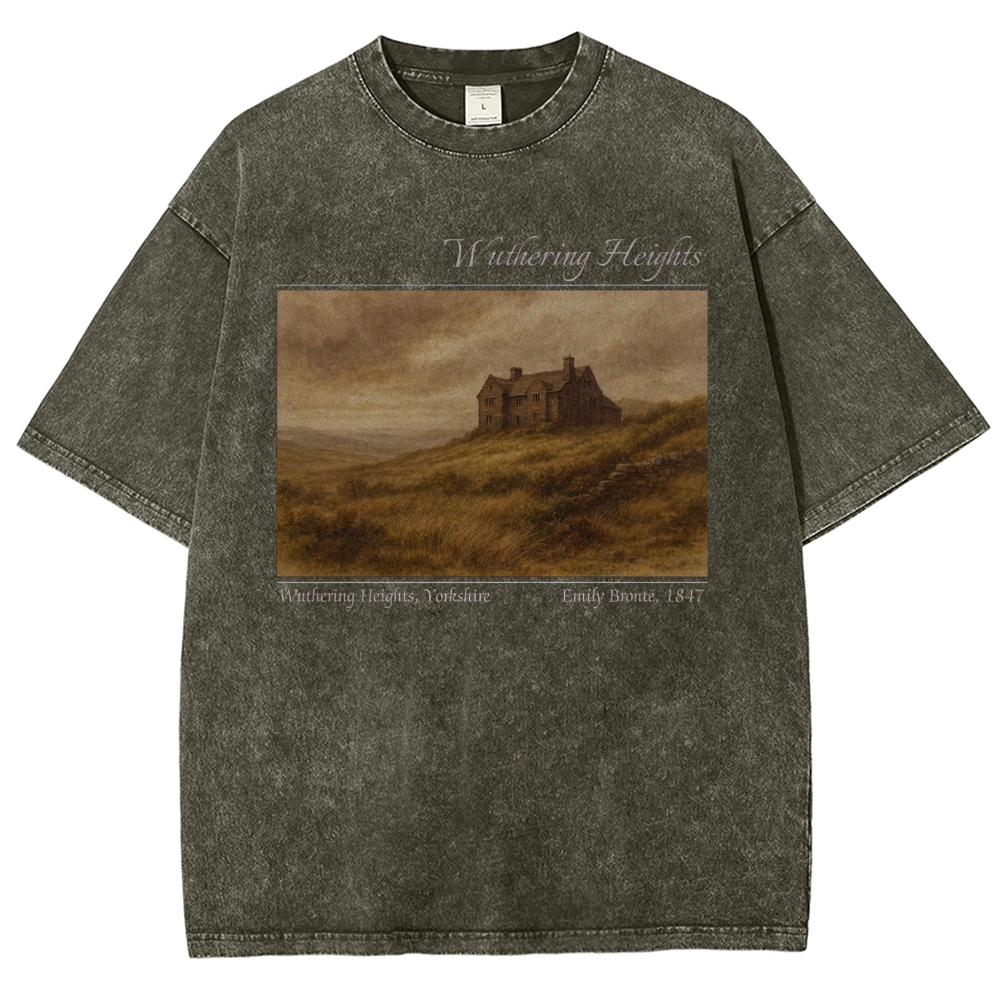 "Wuthering Heights" Literary Landscape Washed T-Shirt