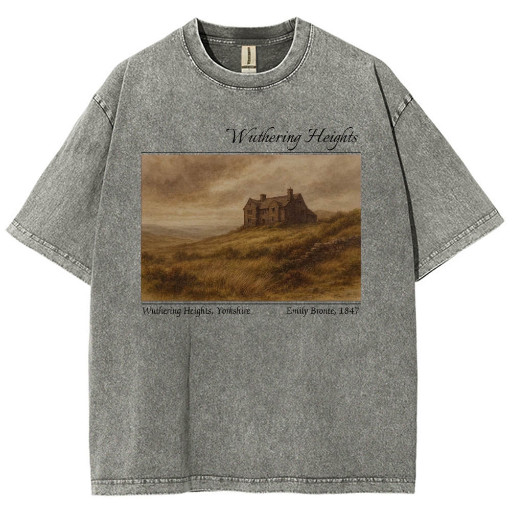 "Wuthering Heights" Literary Landscape Washed T-Shirt