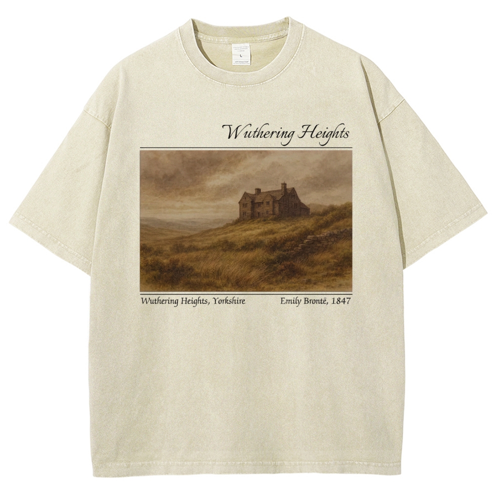 "Wuthering Heights" Literary Landscape Washed T-Shirt