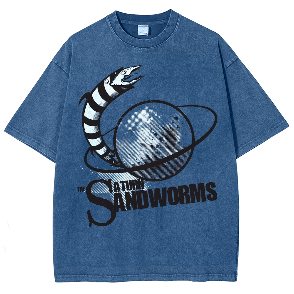 "The Saturn Sandworms" Retro Sci-Fi Washed T-Shirt