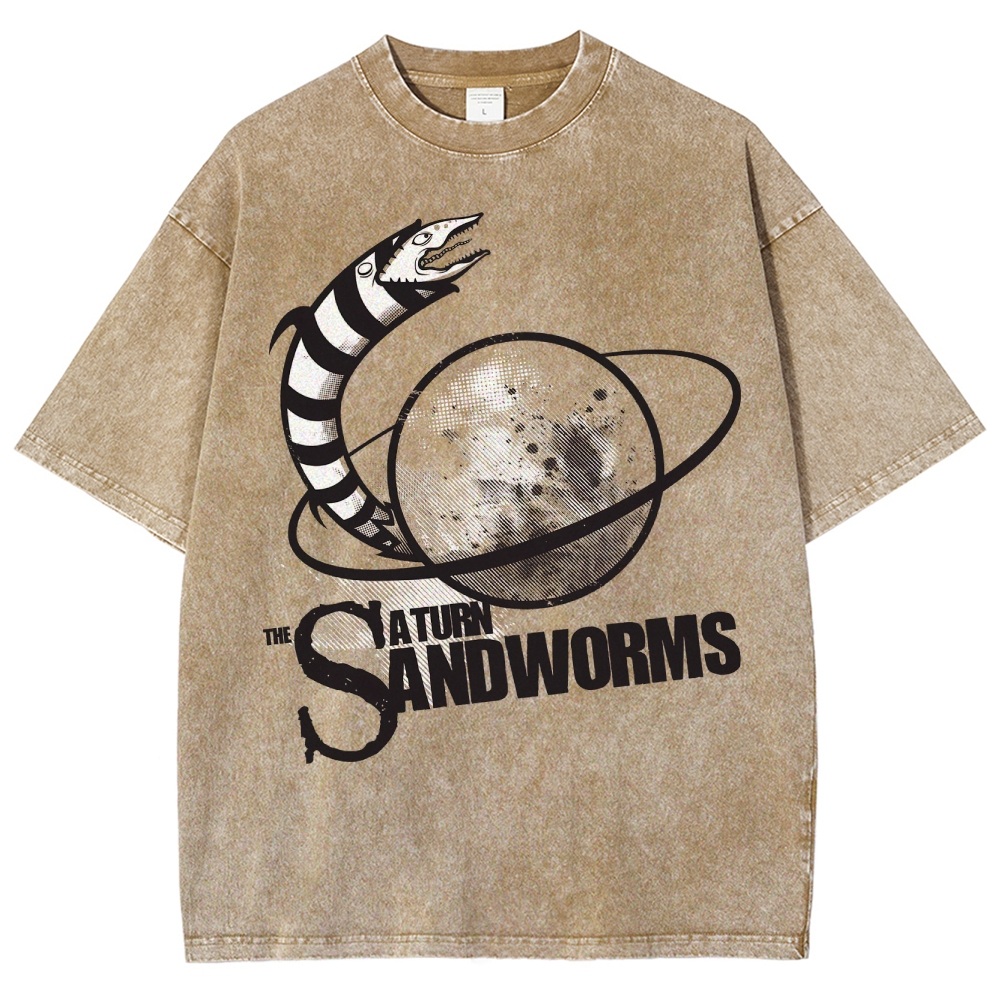 "The Saturn Sandworms" Retro Sci-Fi Washed T-Shirt