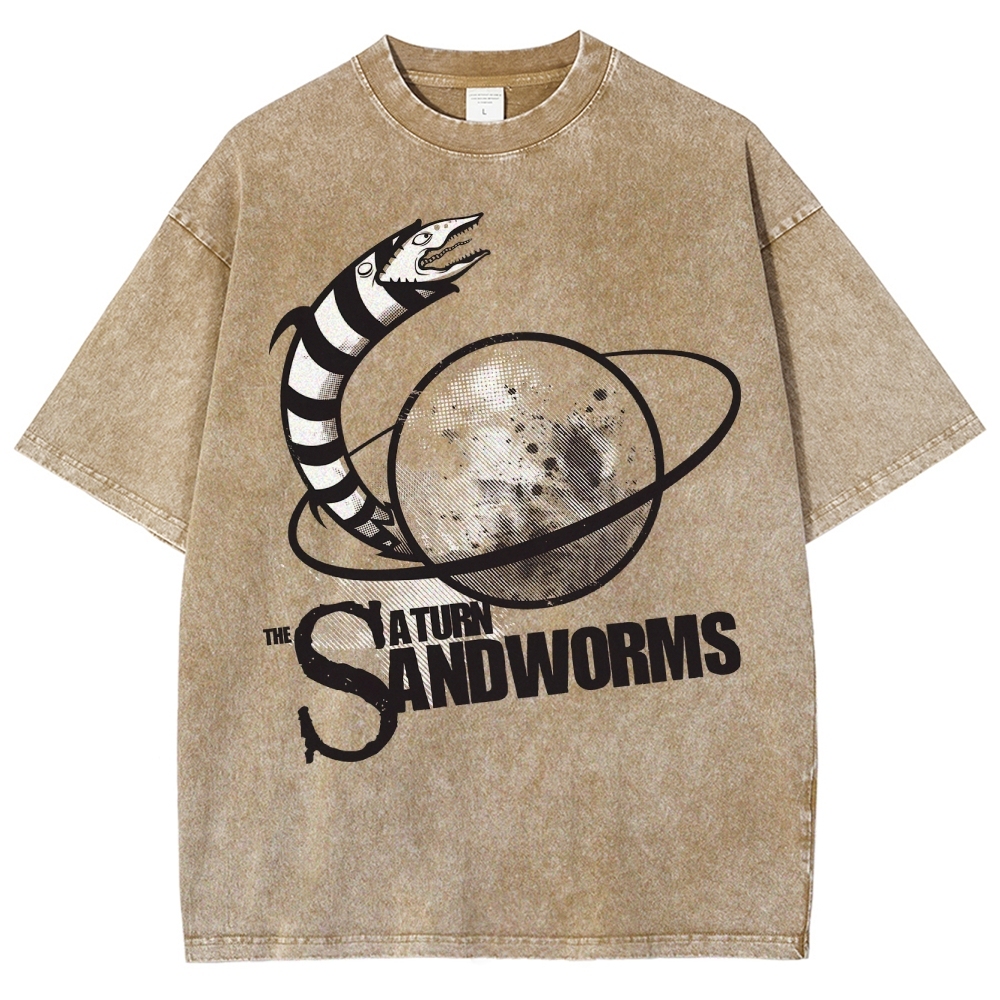 "The Saturn Sandworms" Retro Sci-Fi Washed T-Shirt