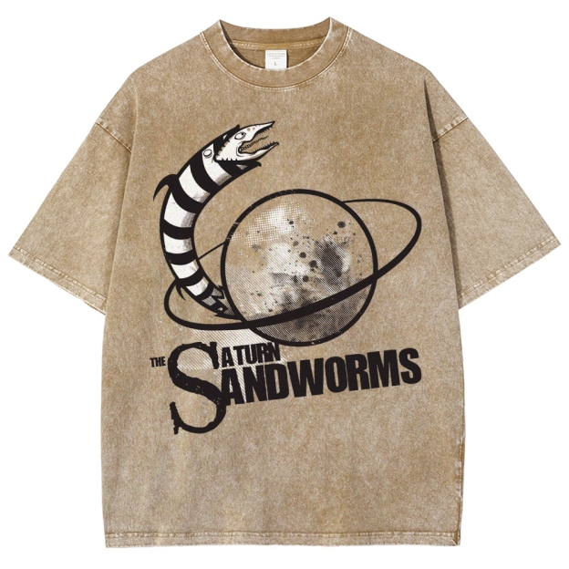 "The Saturn Sandworms" Retro Sci-Fi Washed T-Shirt