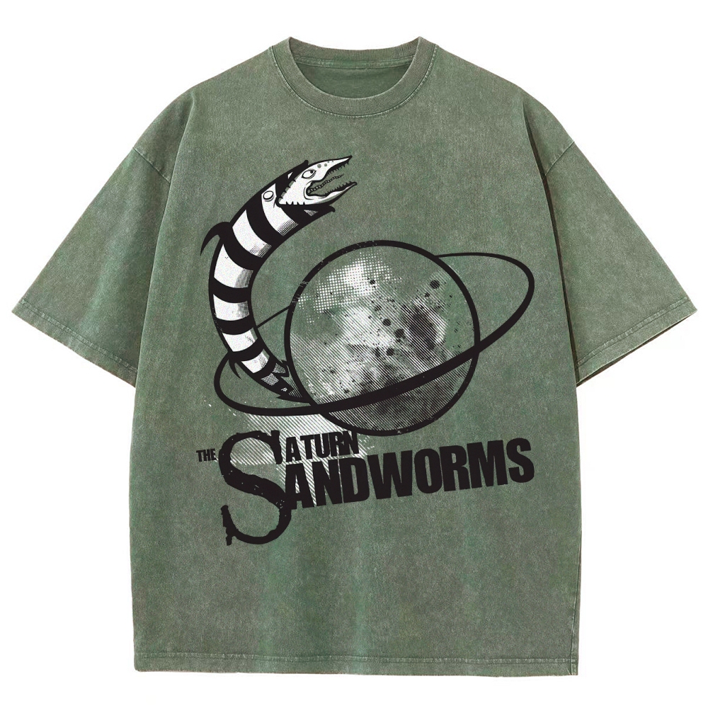 "The Saturn Sandworms" Retro Sci-Fi Washed T-Shirt