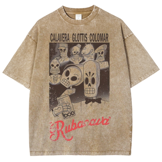 "Rubacava" Calavera Skeleton Washed T-Shirt