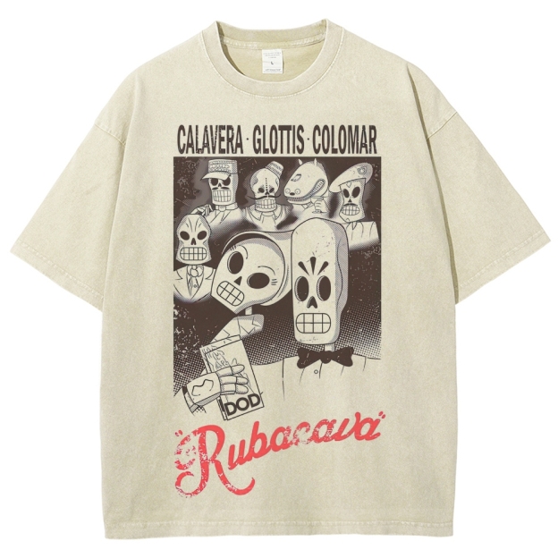 "Rubacava" Calavera Skeleton Washed T-Shirt