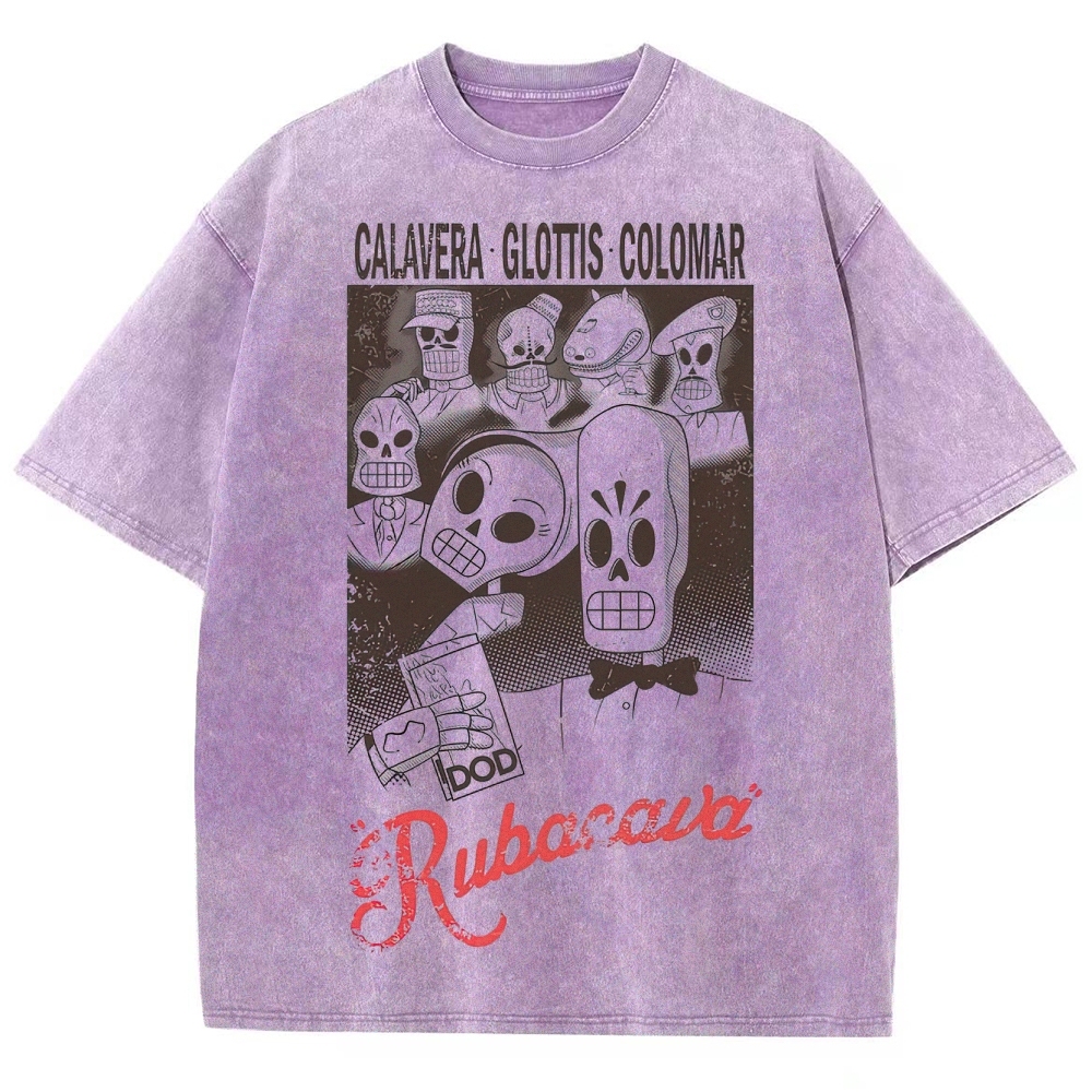 "Rubacava" Calavera Skeleton Washed T-Shirt