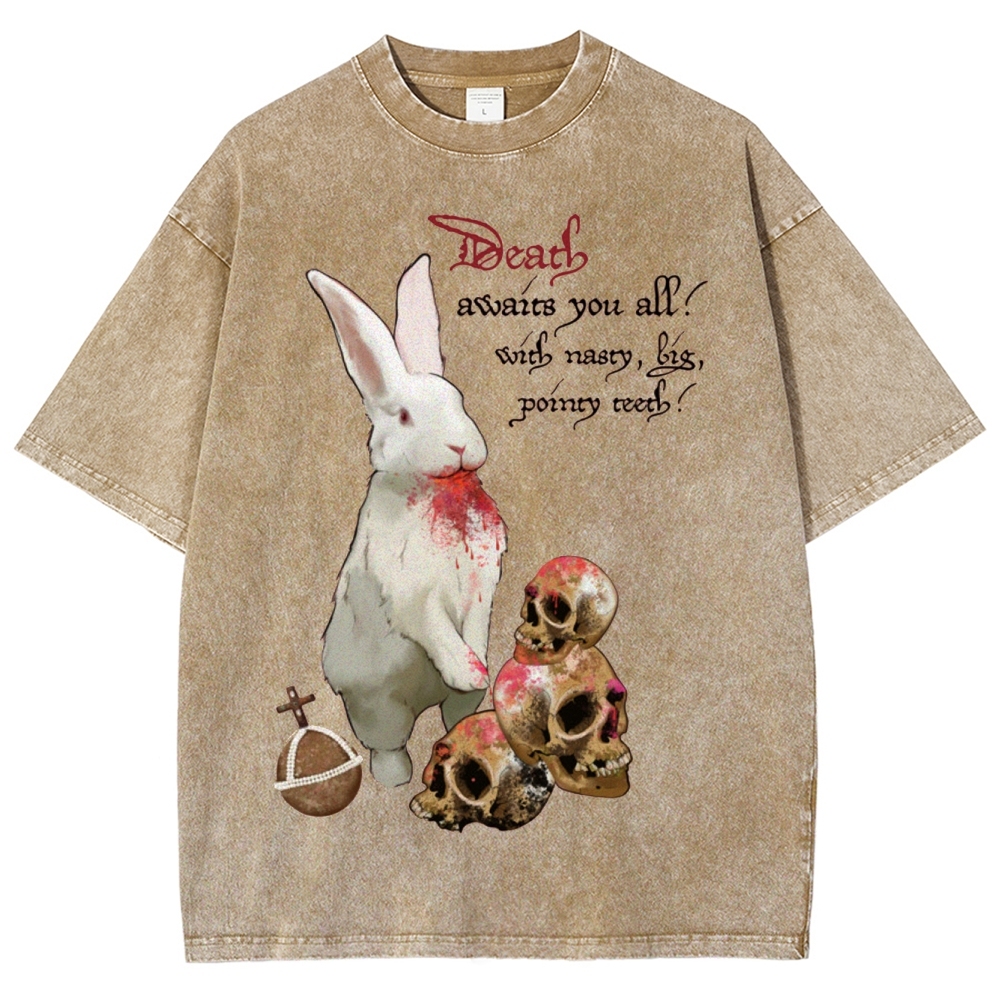 "Death Awaits You All" Killer Bunny Washed T-Shirt