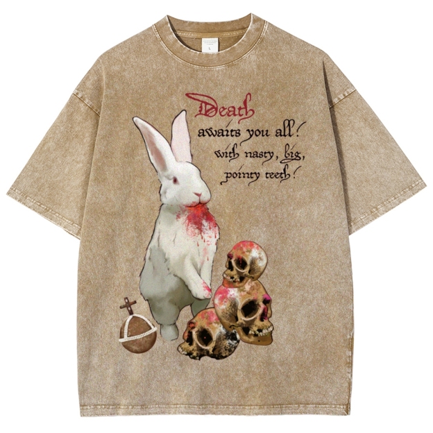 "Death Awaits You All" Killer Bunny Washed T-Shirt
