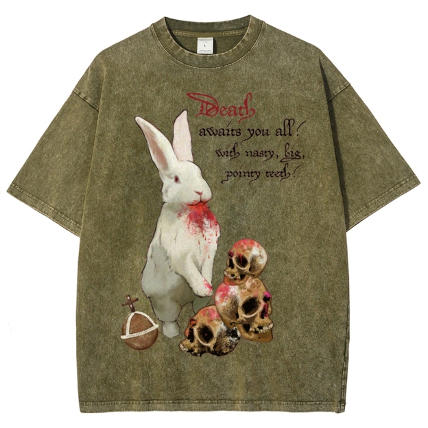 "Death Awaits You All" Killer Bunny Washed T-Shirt