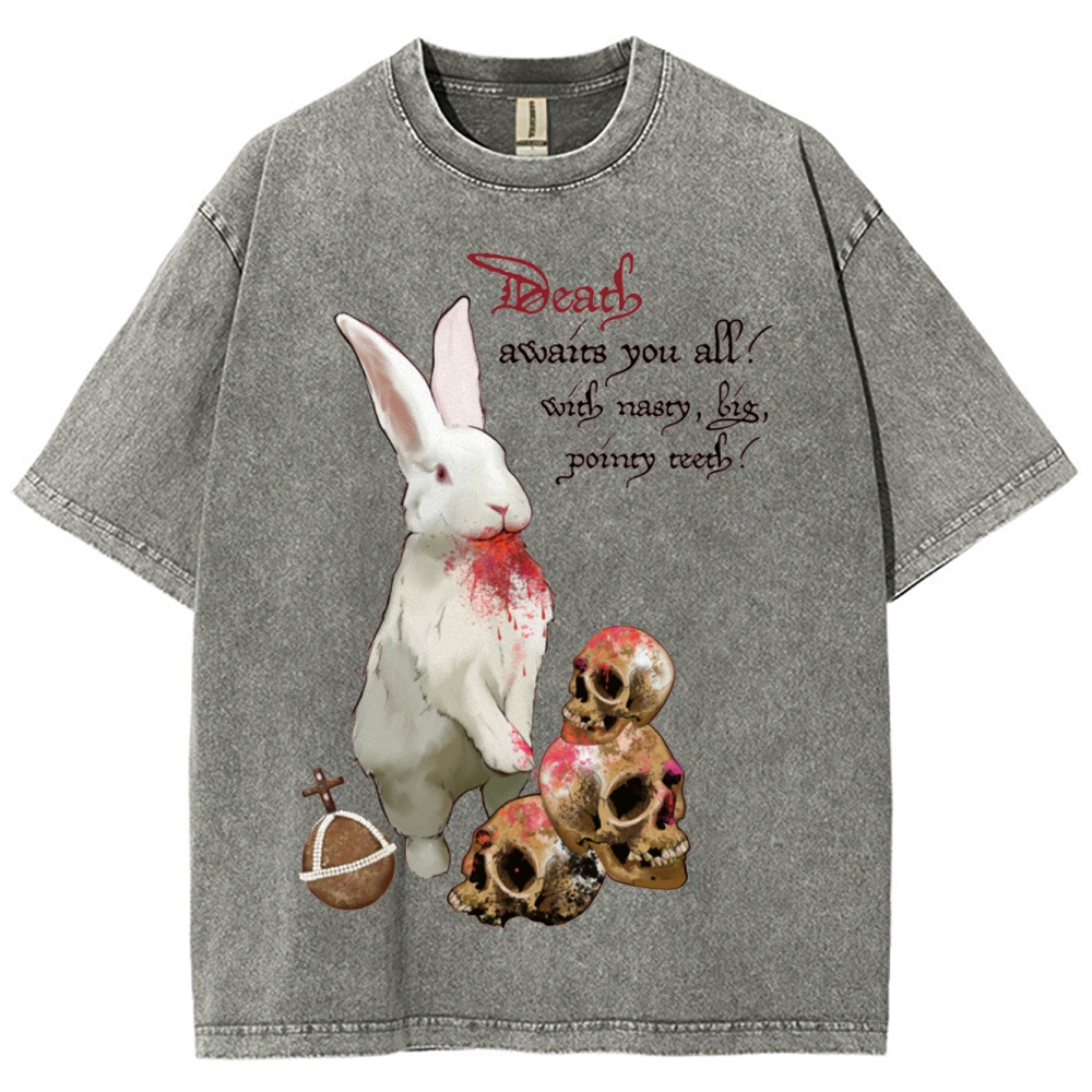 "Death Awaits You All" Killer Bunny Washed T-Shirt