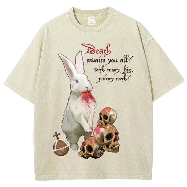 "Death Awaits You All" Killer Bunny Washed T-Shirt