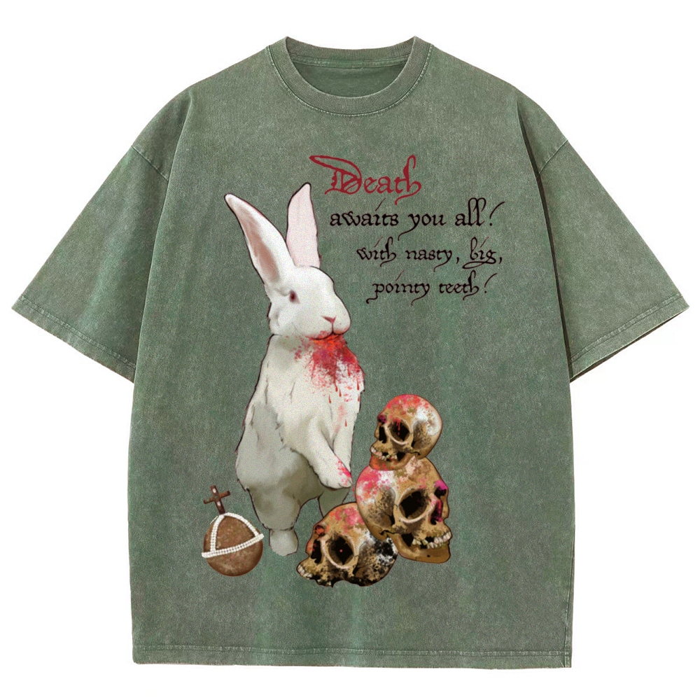 "Death Awaits You All" Killer Bunny Washed T-Shirt