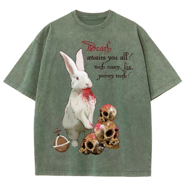 "Death Awaits You All" Killer Bunny Washed T-Shirt