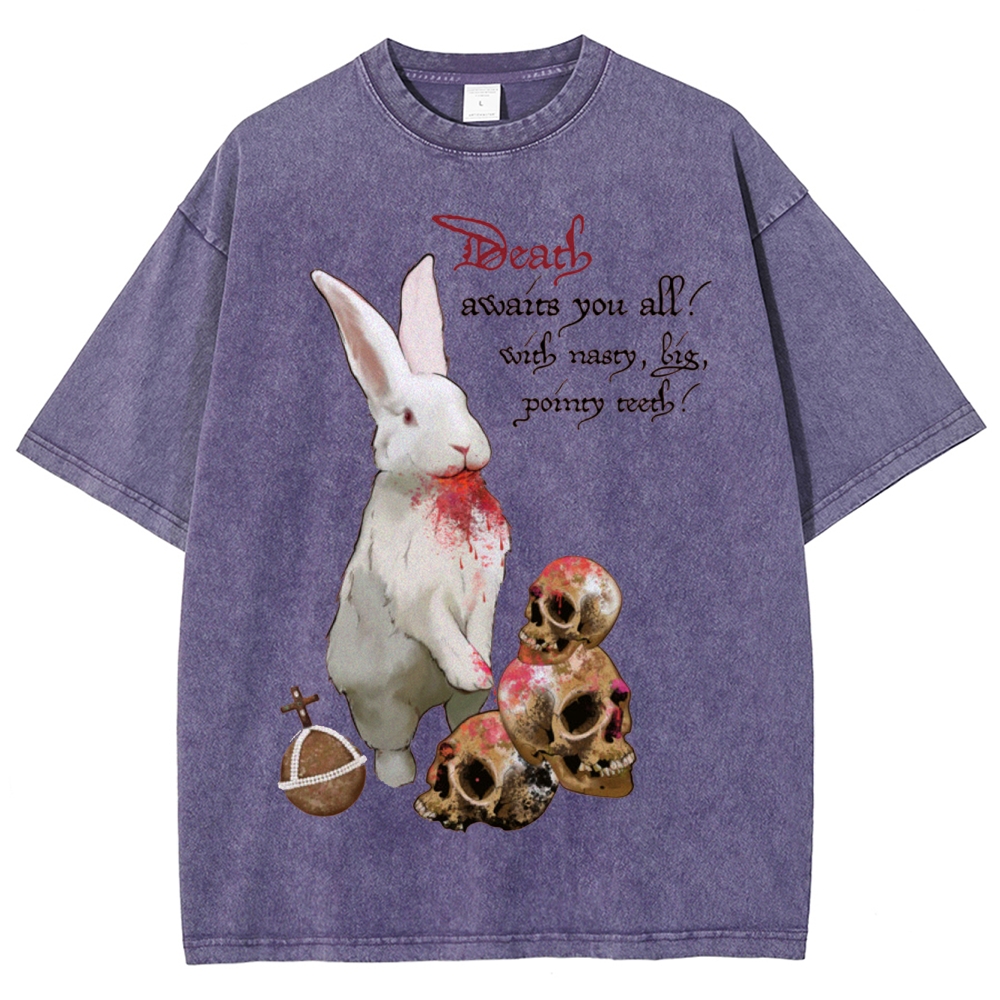 "Death Awaits You All" Killer Bunny Washed T-Shirt