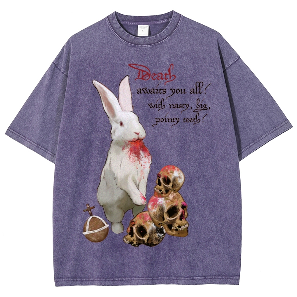 "Death Awaits You All" Killer Bunny Washed T-Shirt
