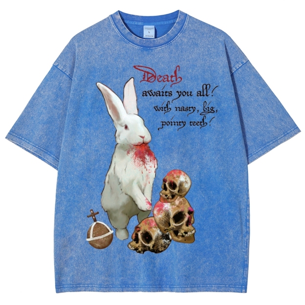 "Death Awaits You All" Killer Bunny Washed T-Shirt