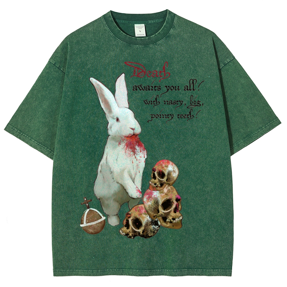 "Death Awaits You All" Killer Bunny Washed T-Shirt