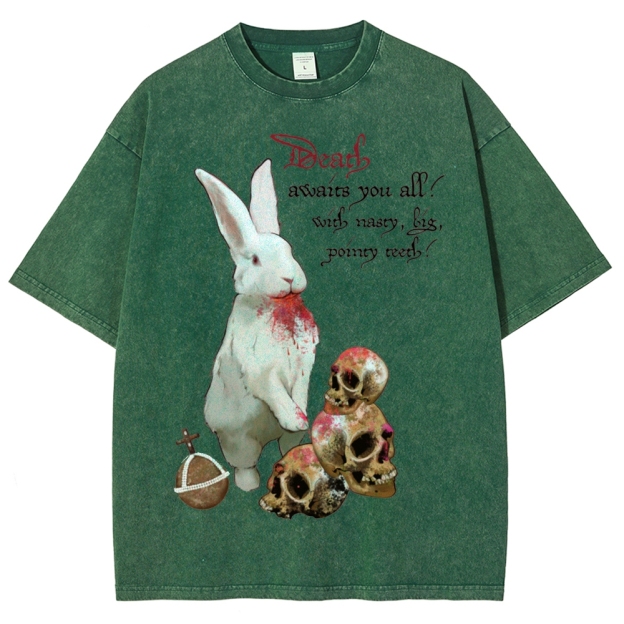 "Death Awaits You All" Killer Bunny Washed T-Shirt