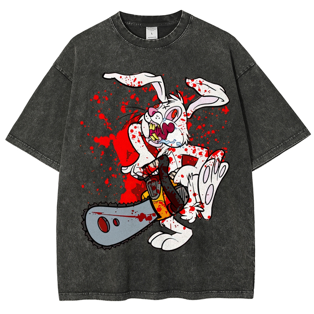 Chainsaw Killer Bunny Washed T-Shirt