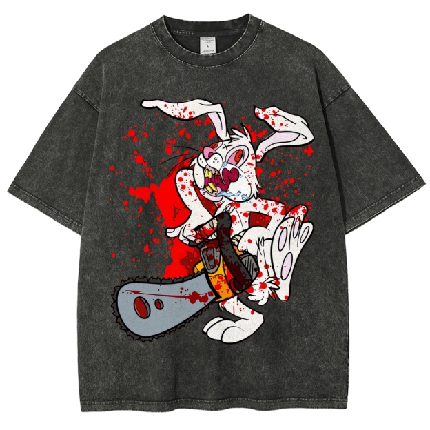 Chainsaw Killer Bunny Washed T-Shirt