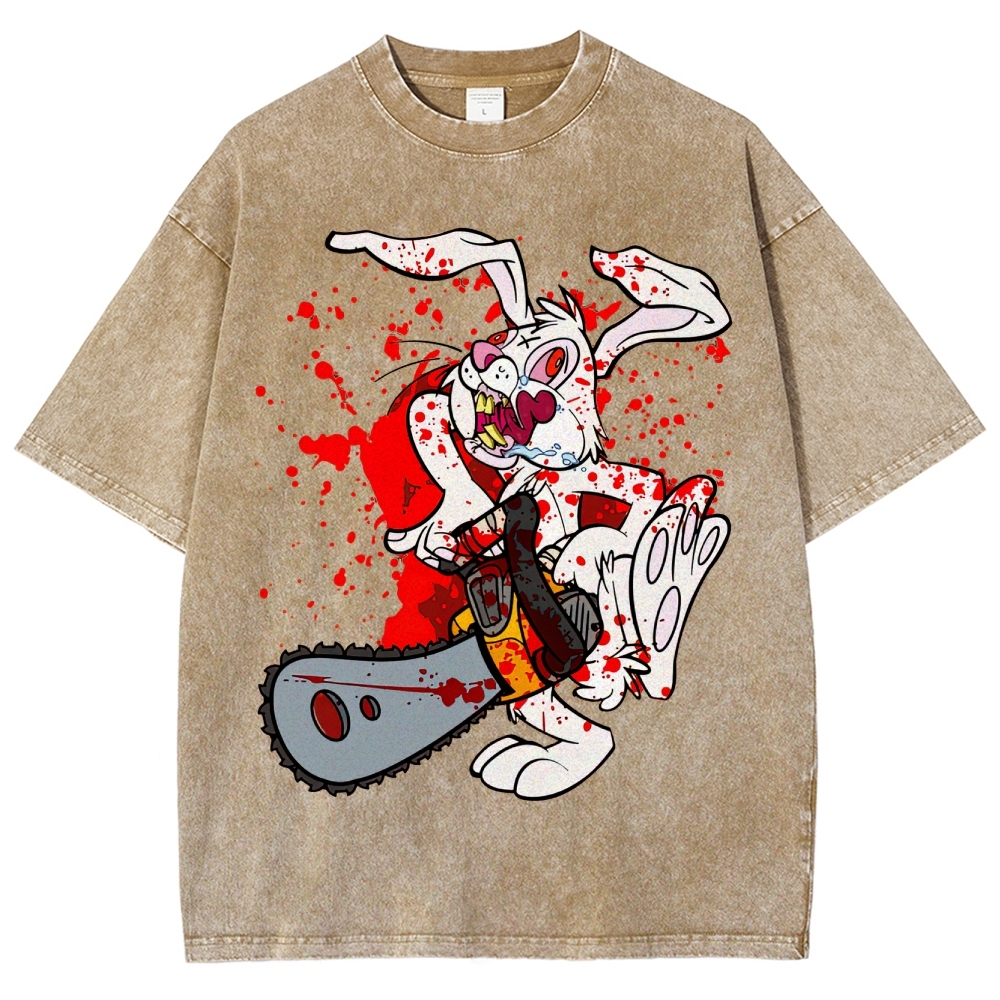 Chainsaw Killer Bunny Washed T-Shirt
