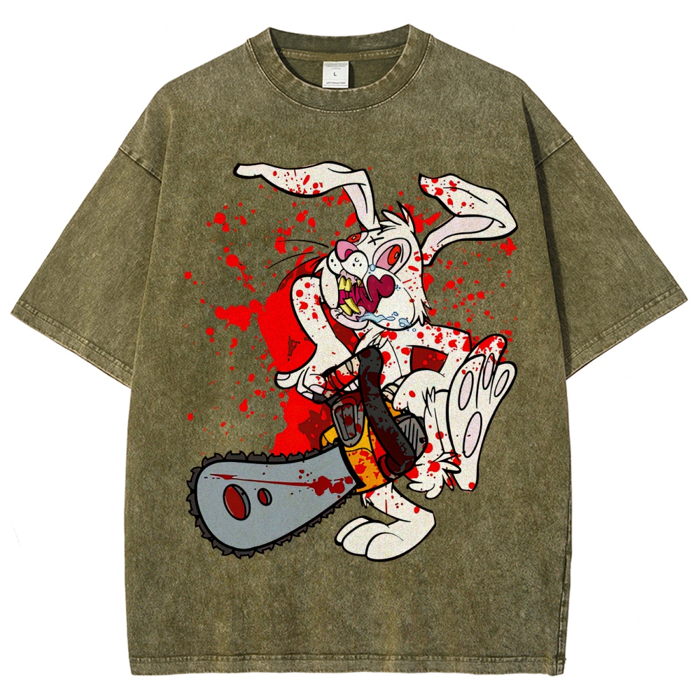 Chainsaw Killer Bunny Washed T-Shirt