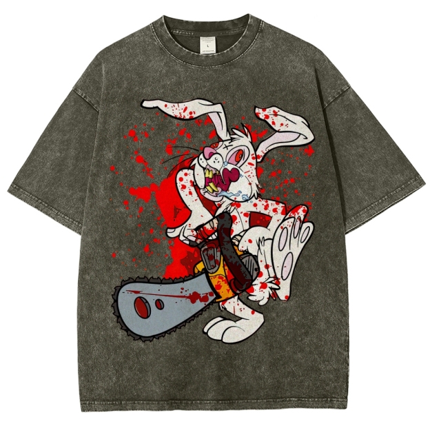 Chainsaw Killer Bunny Washed T-Shirt