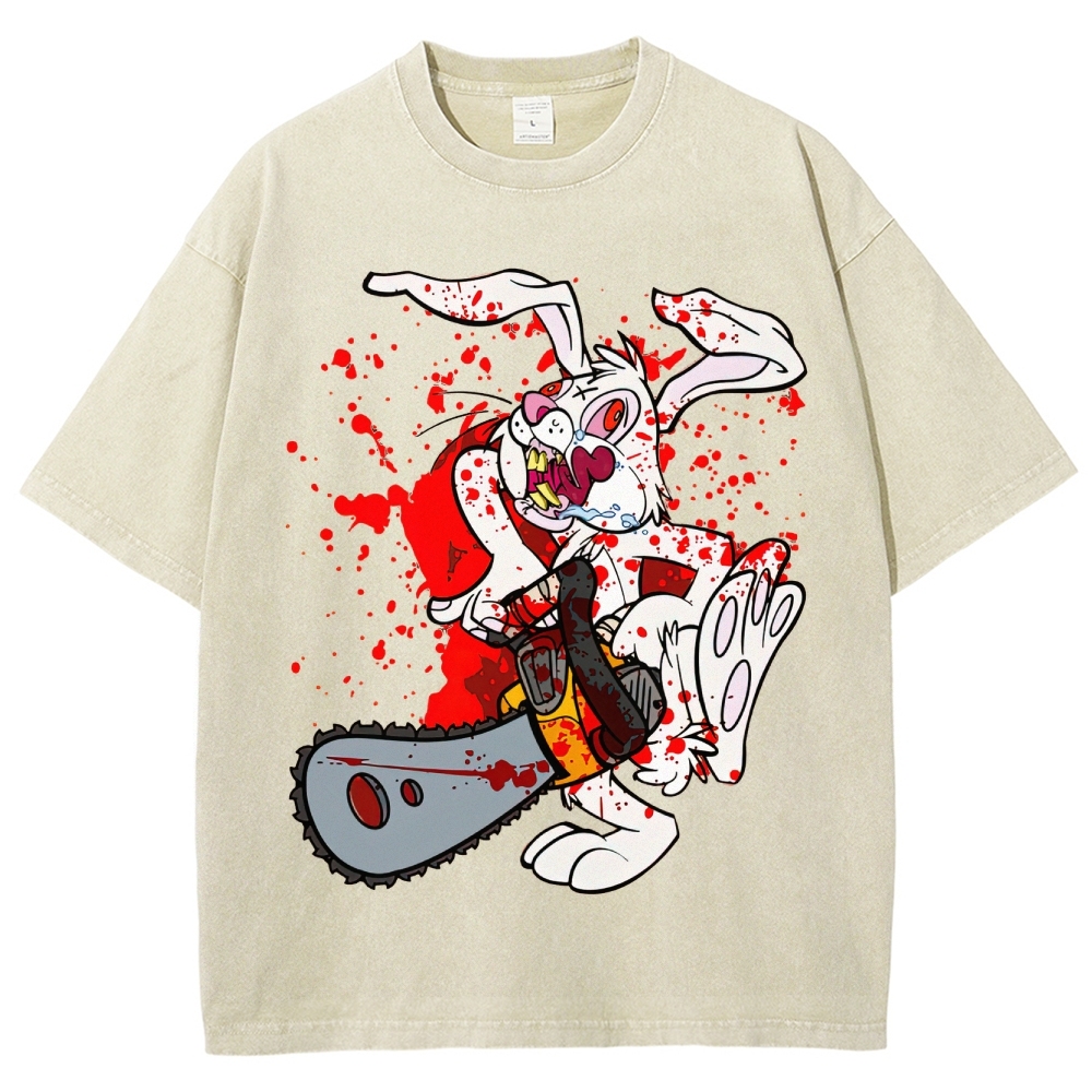 Chainsaw Killer Bunny Washed T-Shirt