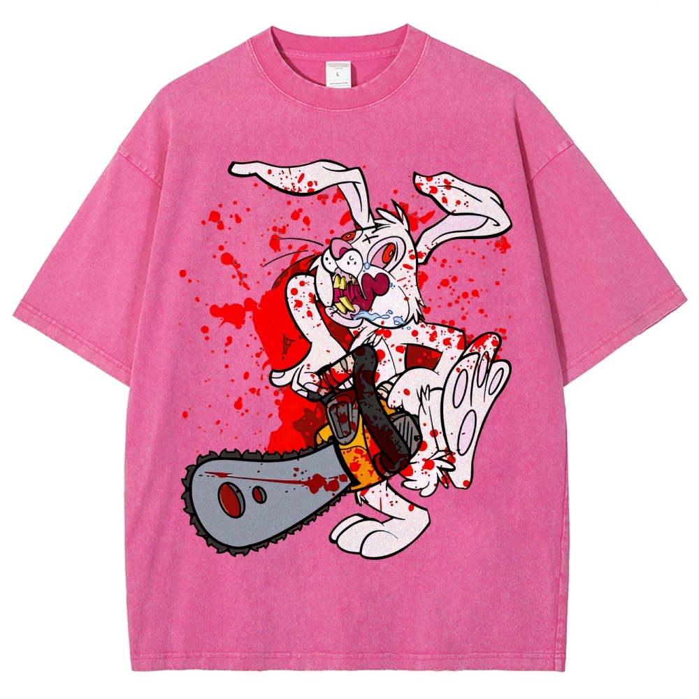 Chainsaw Killer Bunny Washed T-Shirt