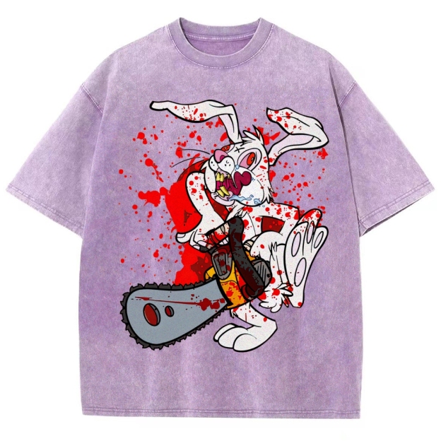 Chainsaw Killer Bunny Washed T-Shirt