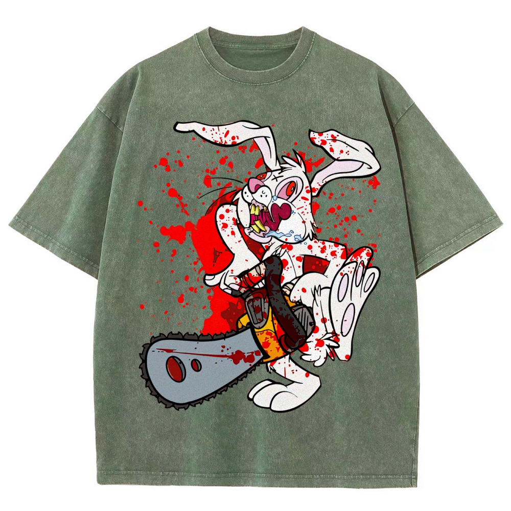Chainsaw Killer Bunny Washed T-Shirt