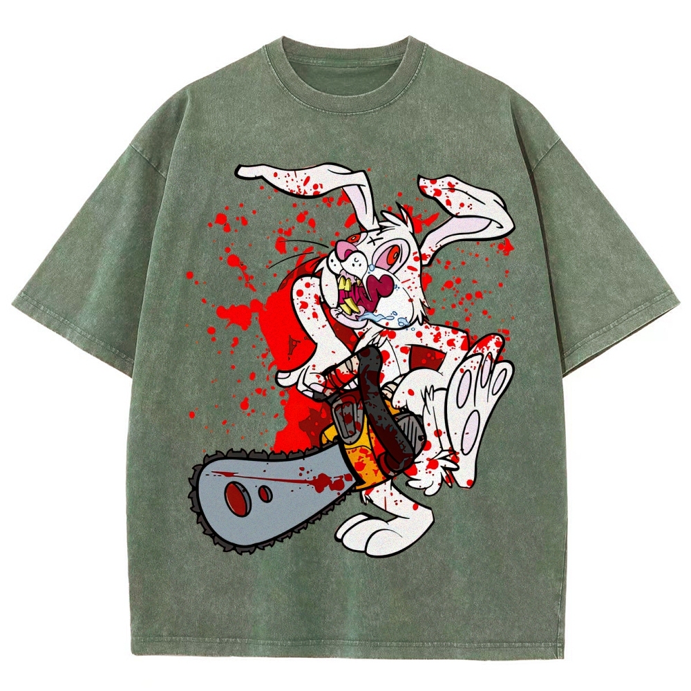 Chainsaw Killer Bunny Washed T-Shirt