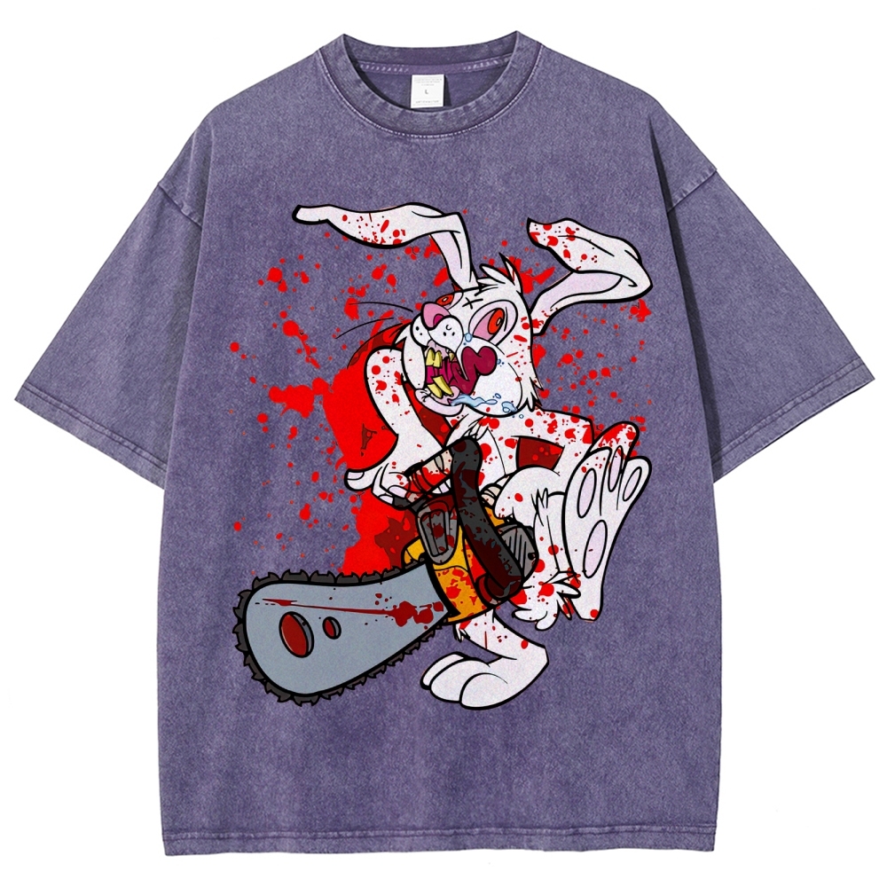 Chainsaw Killer Bunny Washed T-Shirt